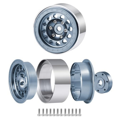 1.3inch beadlock wheels Aluminium RC Rims for 1/18th TRX4M 1/24th Axial SCX24 RC Crawler Car Upgrade Parts (Titanium) - color: Titanium