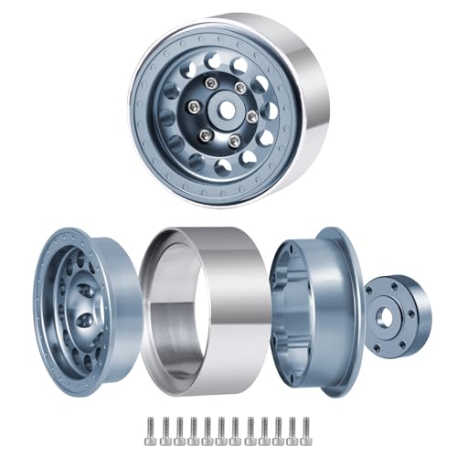 1.3inch beadlock wheels Aluminium RC Rims for 1/18th TRX4M 1/24th Axial SCX24 RC Crawler Car Upgrade Parts (Titanium) - color: Titanium