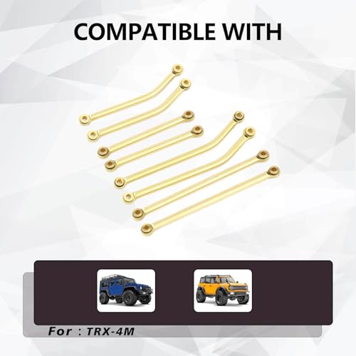 Brass Steering Links High Clearance Chassis Trx4m Links Set CNC for TRX4M Upgrades 1/18 RC Crawler