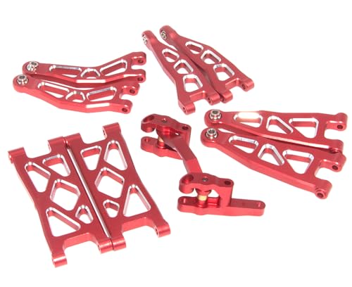 Upgrade Aluminum Front Rear Armss Compatible with 1/18 Armass Granite Grom Mega 380 Brushed 4x4 Monster Truck RTR Alloy Front Rear Suspension Hops Up（Red）