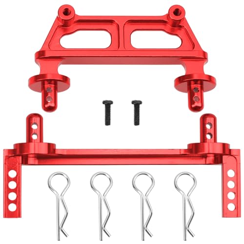ShareGoo Metal Front & Rear Body Mounts Body Posts Compatible with Hyper Go H16BM H16DR H16 MJX 16207 16208 16209 16210 1/16 RC Car Upgrade Parts (Red) - color: Red