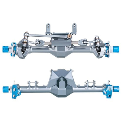 +9mm Aluminum Front Rear Straight Axle with Hydraulic Steering Link for 1/24 RC Crawler SCX24 Deadbolt C10 Jeep Gladiator Parts (Titanium Set) - color: Titanium Set