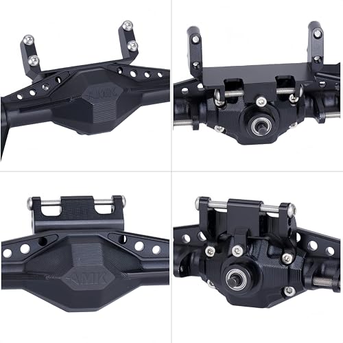 UTB18 CNC Aluminum Portal Axle Set — Complete Front & Rear Upgrade for Axial UTB18 Capra 1/18 RC Crawler, Total Weight 335g (Black) - color: Black