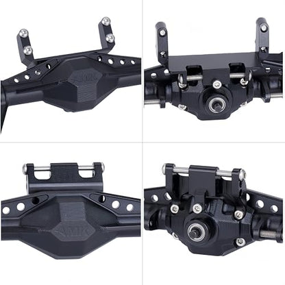 UTB18 CNC Aluminum Portal Axle Set — Complete Front & Rear Upgrade for Axial UTB18 Capra 1/18 RC Crawler, Total Weight 335g (Black) - color: Black