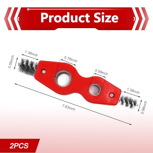 2 PCS Car Battery Terminal Cleaning Brush, 4-in-1 Battery Post Cleaner Brush with Steel Wire, Cleaning Tool for Terminals and Pipes, Universal for Most Cars, Trucks, SUVs (Red) - color: Red