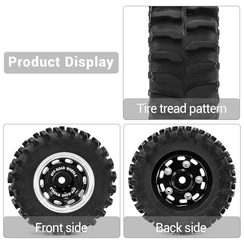 0.7" Aluminum Beadlock Wheels and Tires Set for 1/30 Axial SCX30 RC Crawler – Upgrade Parts (Black-299) - color: Black-299