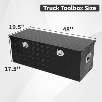 48 inch Truck Tool Box,Aluminum Truck Bed Tool Box w/Handled Locks and keys,Universal Fit for Pickup‌ Truck,Trailer,Vehicle,UTV,ATV-Black,48 X 19.5 X 17.5 inch - color: Black, size: 48 x 19.5 x 17.5 inch