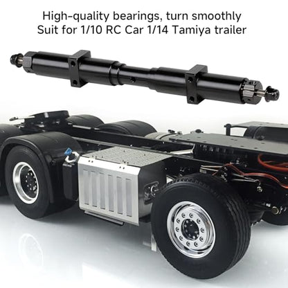 1/10 RC Trailer Axle Kit, 167mm/6.6in RC Trailer Dual Axles, Black Metal Non Powered Rear Wheel with Screws Accessories Replacement for Tamiya 1/10 Rc Tractor Truck, 1Pcs