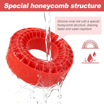 2.2" Crawler Tire Inserts, 4-Pack — Soft Silicone Rubber, Fits 132–134 mm (5.25" OD), 125×45 mm — Waterproof, Firm Sidewall Control, Rock/Trail Traction Boost (Red) - color: Red