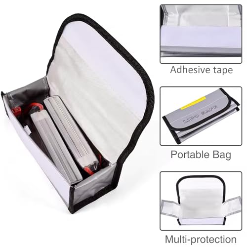 1-Pack Fireproof Safety Lipo Battery Bag, Explosion-Proof Functional Storage Guard Safe Pouch