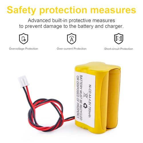 Fulpower 2-Pack 4.8V 700mAh Replacement Exit Sign Battery | Fits AA700mAh, BL93NC487, BL93NC484 & BAA48R. Ni-Cd rechargeable with long-life, ideal for emergency exit lights