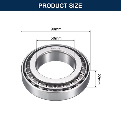 2 Pack 30210 Tapered Roller Bearing Cone and Cup Set | 50mm Bore 90mm OD 22mm Cup Width, Chrome Steel Wheel Bearings, ABEC-3 - size: 30210