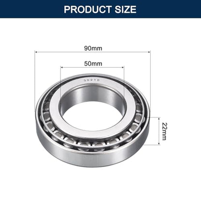 2 Pack 30210 Tapered Roller Bearing Cone and Cup Set | 50mm Bore 90mm OD 22mm Cup Width, Chrome Steel Wheel Bearings, ABEC-3 - size: 30210