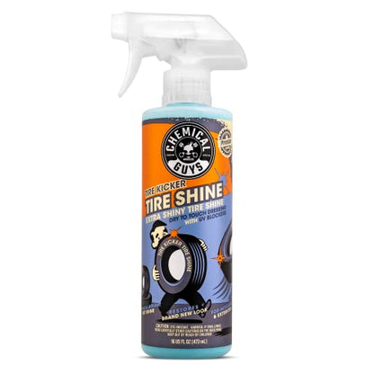 Chemical Guys, Tire Kicker Extra Glossy Tire Shine for Rubber & Trim, 16 oz | Sprayable dressing revives a deep wet look on tires, trim and bumpers, dries to the touch with no greasy sling - size: 16 Fl Oz (Pack of 1), style: Only