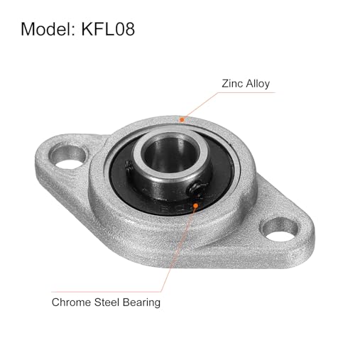 uxcell 2pcs KFL08 Pillow Block Bearing 8mm Bore Bearing Units Zinc Alloy Flange Mounted Bearing Housing, P6(ABEC3) - size: KFL08