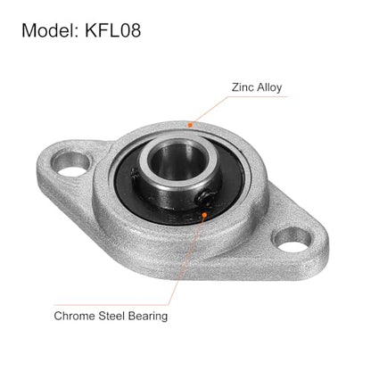 uxcell 2pcs KFL08 Pillow Block Bearing 8mm Bore Bearing Units Zinc Alloy Flange Mounted Bearing Housing, P6(ABEC3) - size: KFL08