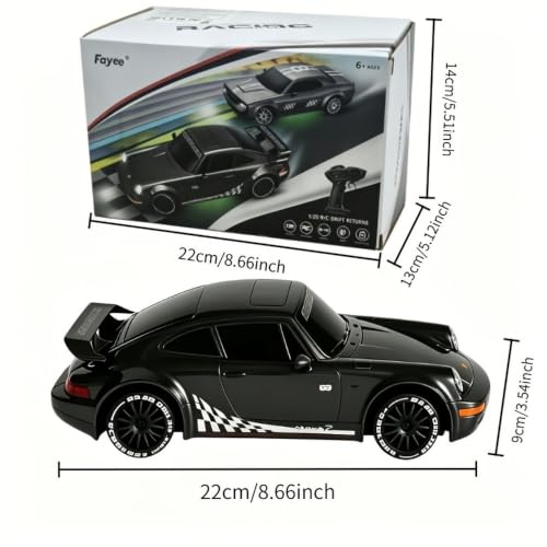RC Drift Car, 1:20 4WD Full-Scale RC car, 20 km/h high-Speed RC car with Lights, Extra Racing Tires, Suitable for Adults and Boys(Gun Gray)