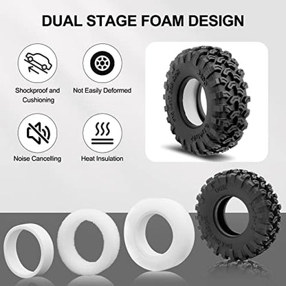 OGRC 1.0 RC Tires 54 * 19mm Rock and Trail Pro Tires for Axial SCX24 | Dual Stage Foam, Super Soft & Sticky Composite Materials, 1.0" All Terrain Tyres for 1/18 TRX4M 1/24 Axial SCX24