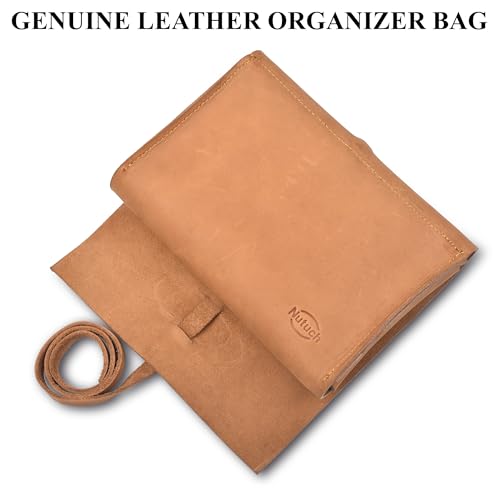 Leather Tech Pouch for Cables Chargers Phone | Tech Bag | Zipper Travel Accessory Pouch | Electronic Organizer Case Travel Bag (Tan) - color: Tan