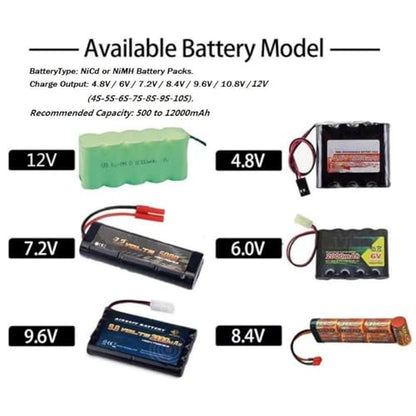 Prettyia 5 Groups of nimh Battery Chargers rc car Charger | Applicable2.4v 3.2v 4.8v 7.4v 8.4v 9.6v 10.8v 12v Fast charging Intelligent charger