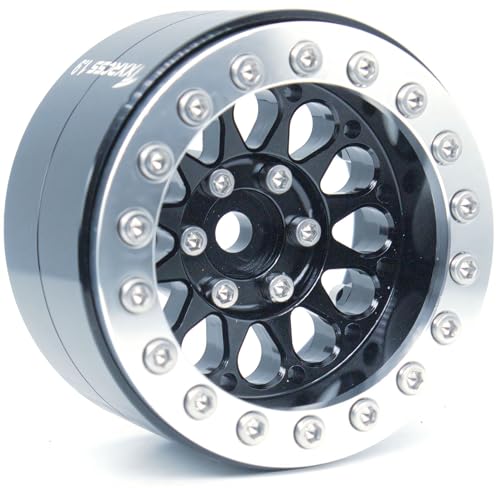 RC 1.9 Inch Beadlock Wheels Negative Offsets 8mm Rims Hex 12mm Aluminum Wheel for TRX4 TRX6 SCX10 Gen8 1/10 RC Crawler Remote Control Car Upgrades Accessories 4PCS (Black Silver) - color: Black Silver