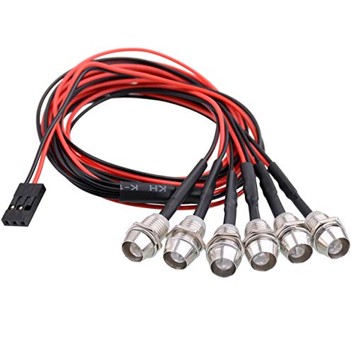 ShareGoo 6Leds LED Light Headlights Taillight Kit Accessories Compatible with RC Car Truck Tank Crawler Traxxas HSP Tamiya Redcat RC4WD Axial SCX10(2 White,2 Red,2 Flashing Colorful LEDs)