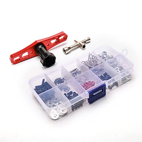 RC Screw Kit M3 M4 Set Screw Nuts Washers R Clips E Clips Hex Hub Adapter Nut Driver Universal Hardware Fasteners Parts for 1/8 1/10 1/12 RC Cars, 344PCS