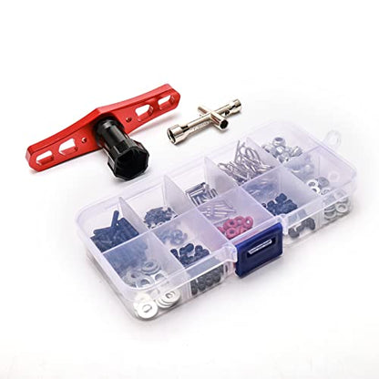 RC Screw Kit M3 M4 Set Screw Nuts Washers R Clips E Clips Hex Hub Adapter Nut Driver Universal Hardware Fasteners Parts for 1/8 1/10 1/12 RC Cars, 344PCS
