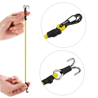 2pcs 280mm Elastic Strap Escape Rope Kinetic Winch Strap with Rescue Trailer Hook for 1/18 1/24 RC Crawler Car TRX4M High Trail SCX24 FCX24 (Yellow) - color: Yellow