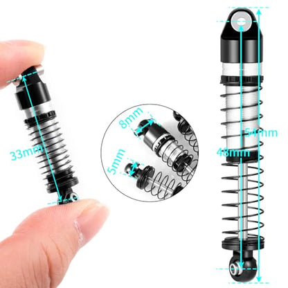 RCLIONS Aluminum 48mm Oil Shock Absorber for AXIAL SCX24 1/24th RC Crawler | Big Bore Damper RC Crawler Car Upgrade Parts - size: 48mm