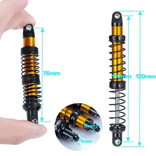 Que-T 4pcs Aluminum Alloy RC Shock Absorber for Axial Scx10 90046 D90 Trx4 Wraith 1/10 Crawler Car (110mm) - size: 110mm