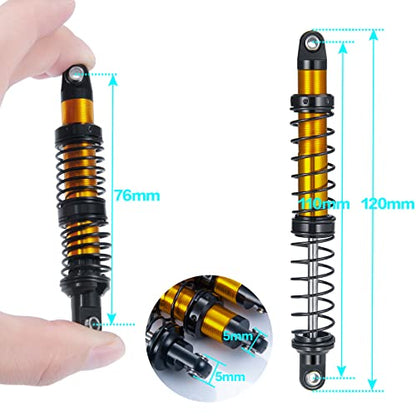 Que-T 4pcs Aluminum Alloy RC Shock Absorber for Axial Scx10 90046 D90 Trx4 Wraith 1/10 Crawler Car (110mm) - size: 110mm