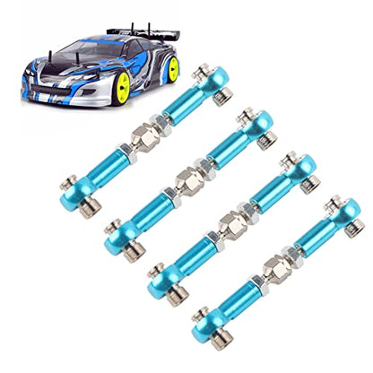 4Pcs Aluminum Alloy Steering Linkage Rods Upgrade Fit for HSP 94122 94123/10 RC Cars, Metal Arms Replacement Parts Red Blue - color: Blue