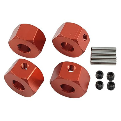 12mm Aluminum Wheel Hex Hub Adapter for 1/10 Mini Maxx RC Car (Red) | Alloy,3654,Upgrade Parts,CNC Machined,High Strength,Precision Fit,Wear Resistant,Easy Installation - color: Red