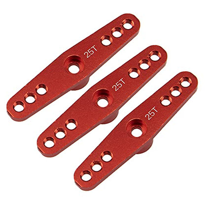 3Pack ShareGoo Aluminum Alloy 25T Servo Horn Double Arm Steering Arms Compatible with Futaba Savox Power HD HSP MG995 Servos Motor 1/8 1/10 RC Car Buggies (Red) - color: Red