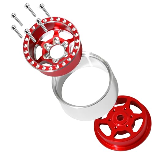 1.0 Beadlock Wheel Rim Set Aluminum Alloy RC Upgrade Part For Traxxas 1/18 TRX4M 1/24 Axial SCX24 FMS FCX24 Gladiator Bronco C10 JLU Deadbolt B17 RC Crawlers Upgrade Off-road(4Pcs/set) - color: Red