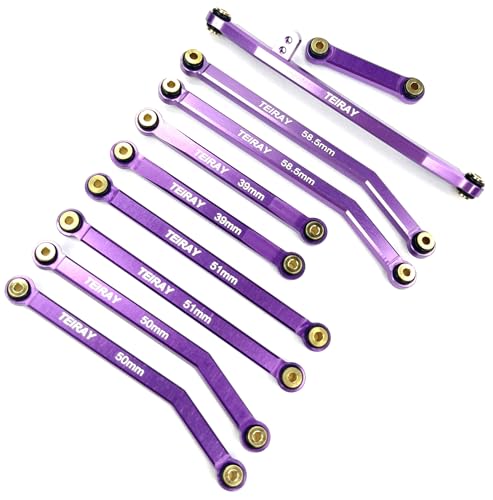 SCX24 Links Upgrades High Clearance RC Crawler Car Steering Rod Tie for AXIAL 1/24 SCX24 AXI00001 C10 AXI00002 Wrangler JLU AXI00006 Bronco (Purple) - color: Purple