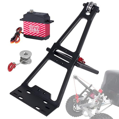 AMK 1/10 Scale RC Truck and Tow Build Kit Updates, Winch Double Stent Rescue Truck Tow Crane Arm Wrecker Kit for 1/10 RC Crawler and Trailer SCX10 TRX4 Capra LCG Chassis DIY Build Updates (Black) - color: Black