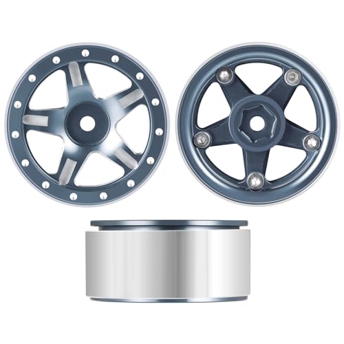 RCHUBAM 4PCS 1.3" Metal Beadlock Wheel Rim for SCX24 TRX4M RC Upgrade Parts | Aluminum Alloy Wheel Hub,RC Replacement Accessories,3 Color - color: Titanium Grey