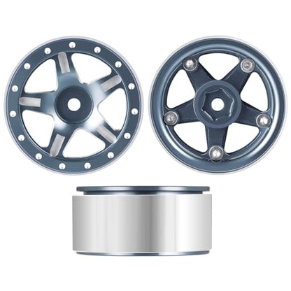 RCHUBAM 4PCS 1.3" Metal Beadlock Wheel Rim for SCX24 TRX4M RC Upgrade Parts | Aluminum Alloy Wheel Hub,RC Replacement Accessories,3 Color - color: Titanium Grey