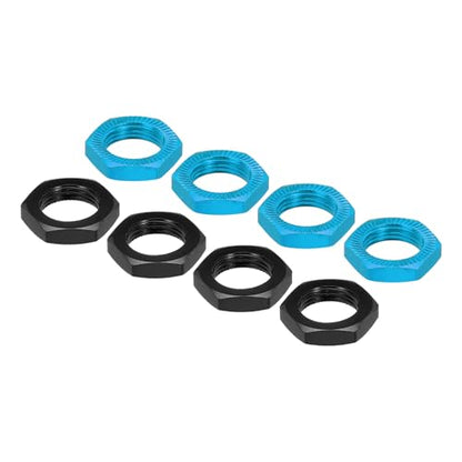 MECCANIXITY Aluminum 17mm RC Wheel Nut Thread M12x1.0mm Hex Wheel Nuts RC Wheel Nut for 1/8 RC Model Car Trucks Off Road Car Upgraded Parts Pack of 8(Black & Blue) - color: Black & Blue