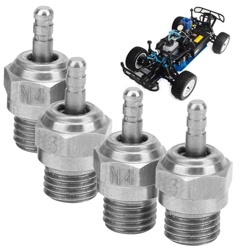 4 PCS Glow Plug, RC Glow Plug, N3 N4 Spark Medium Hot Nitro Engine Parts Compatible with TraxxasKyoshoHSP HPI Redcat 1/8 1/10 RC Nitro Engines Car Truck Buggy