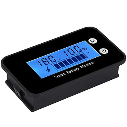 7-100V IPX7 Waterproof Battery Monitor Blue LCD with Buzzer Alarm &Temp - color: Blue
