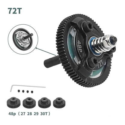 48P 72T Spur Gear Hardened Steel Transmission Gears with 27T 28T 29T 30T Pinions Gear 1/8 inch 3.175mm Hole Upgrade Parts for Traxxas RC 1/10 2WD Slash Stampede Rustler 2WD Bandit VXL XL-5 F-150 SVT - size: 72T-27T 28T 29T 30T