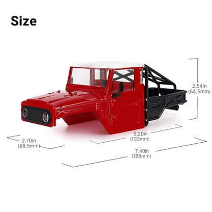 INJORA IR40-24 Half Truck Hard Body with Cage for 1/24 SCX24 Upgrade(Red)
