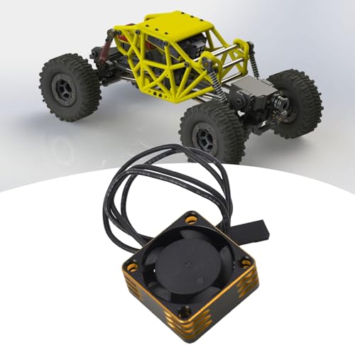 RC Car Motor Cooling Fan for Most RC Model Cars, 25x25mm Aluminum Alloy Lightweight Brushless ESC High Speed Heat Dissipation Fan (Gold)