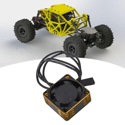 RC Car Motor Cooling Fan for Most RC Model Cars, 25x25mm Aluminum Alloy Lightweight Brushless ESC High Speed Heat Dissipation Fan (Gold)
