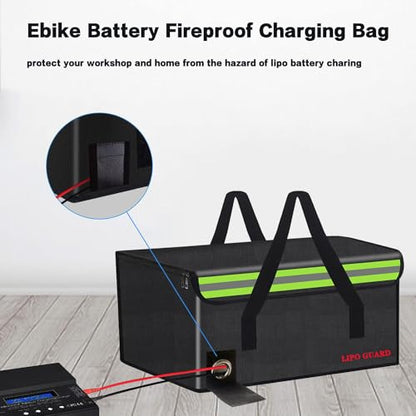 19.7"x13.8"x11.8" Ebike Battery Safe Bag Fireproof Charging Lipo Bag Large Capatity for Lipo Battery Pack Storage Charging Transport, Home Office Travel Fireproof Safe Storage Pouch - size: 500*350*300mm