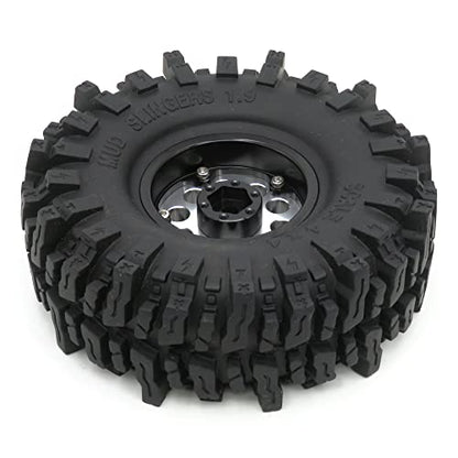 HOBBYSOUL 1.9 Crawler Tires and Wheels 120mm Soft Sticky 1.9 Mud Slingers Tires & 1.9 Beadlock Wheels Silver Rim for 1/10 RC Crawler Traxxas TRX4 Axial SCX10, (4 Pack) - color: Silver