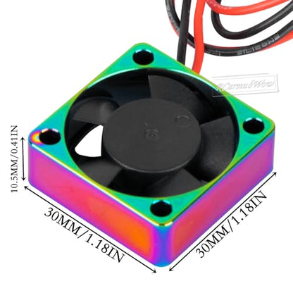 RC Aluminium 30 * 30MM 28000 RPM Motor Cooling Fan 4.8-8.4V Brushless Motor Heatsink Upgrades Part for 1/8 1/10 RC Car for 540 550 F540 3650 3660 Motor,2PCS